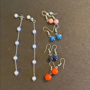 Elegant Silver and Multicolor Beaded Earrings Set